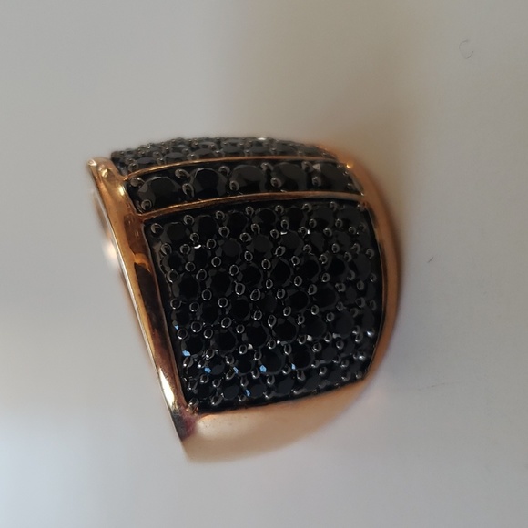 Bronze Milor Italy Black Pave Set Wide Band Ring - Size 9 - Picture 7 of 9